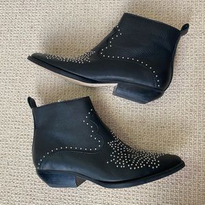 Leather studded ankle booties
